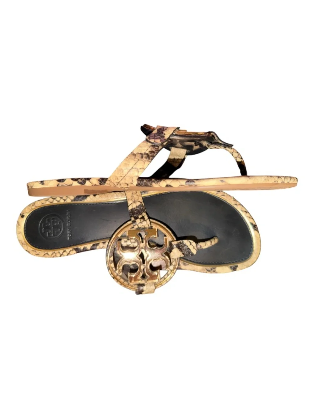Tory Burch Miller Snakeskin Sandals Flats 6